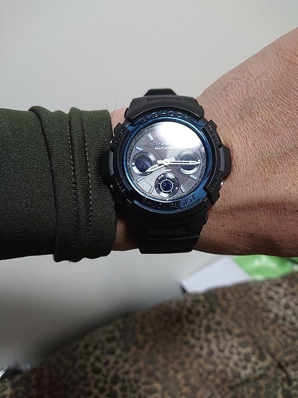 CASIO G-SHOCK SOLAR RUBBER STRAP ANALOG DIGITAL DIAL ALL BLACK MEN